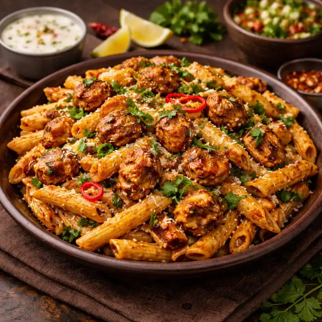 Chicken Tikka Pasta at Hashtag India